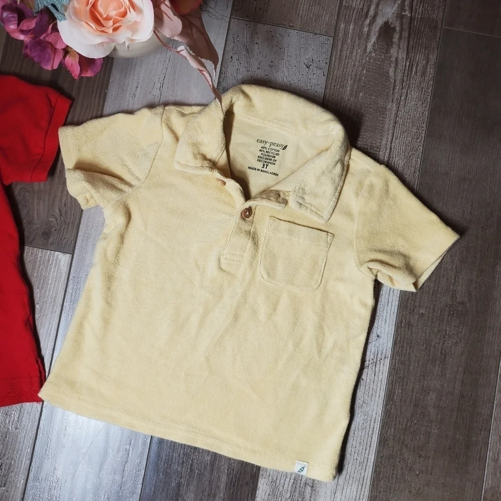 Toddler Boy Short Sleeve Polo Shirt Bundle Size 3T Easy Peasy & Garanimals EUC